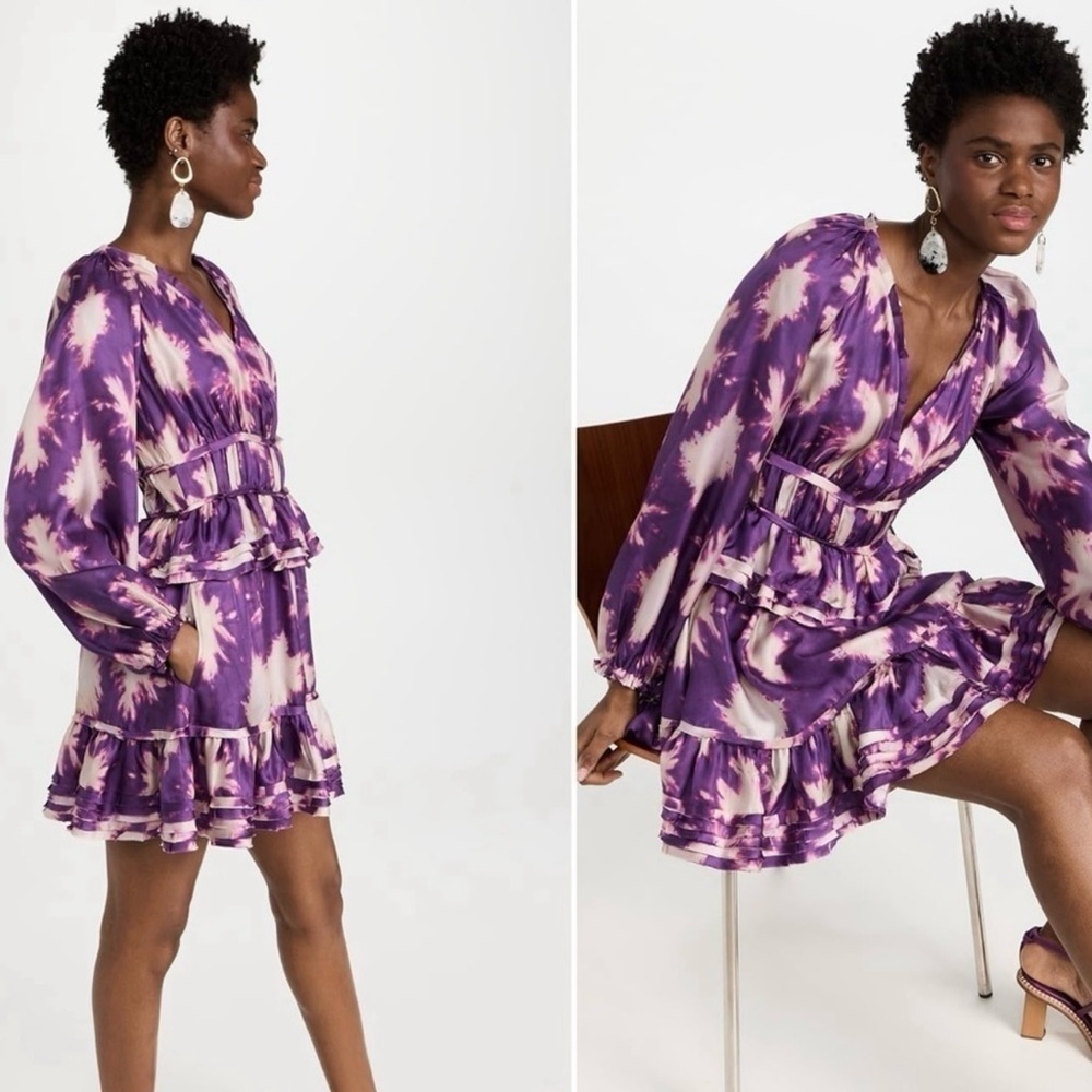 Ulla Johnson Emery Silk Tiered Ruffle Dress Sz 6